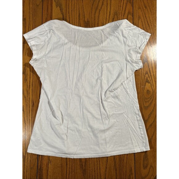 GUESS Be You Tiful White Shirt (Women's Size XL) Pink Rose • Beautiful - Picture 4 of 5